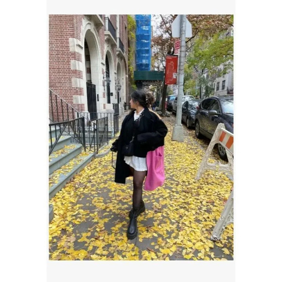 Peter Som Collective Colorblock Wool Coat in Black 0 Womens Trench Jacket - Picture 12 of 12